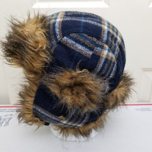 Chisty's Crown Collection Plaid Trooper Aviator Hat Blue Wool Grizzled Punk Rock - Picture 5 of 9